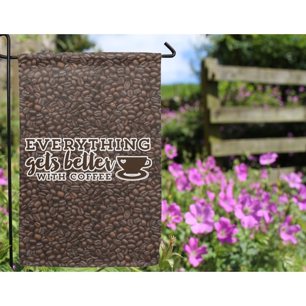 Coffee Addict 2 Garden Flag - Outside In Flowers