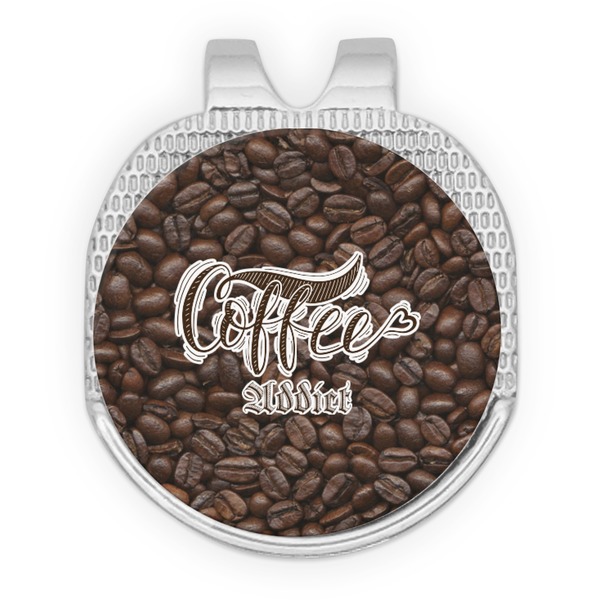 Custom Coffee Addict Golf Ball Marker - Hat Clip - Silver