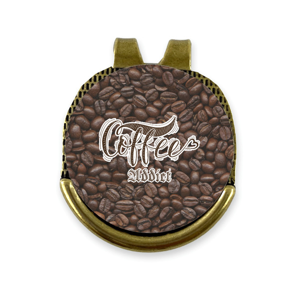Custom Coffee Addict Golf Ball Marker - Hat Clip - Gold