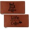 Coffee Addict 2 Leather Checkbook Holder Front and Back