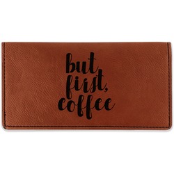 Coffee Addict Leatherette Checkbook Holder (Personalized)
