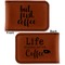Coffee Addict 2 Leatherette Magnetic Money Clip - Front and Back
