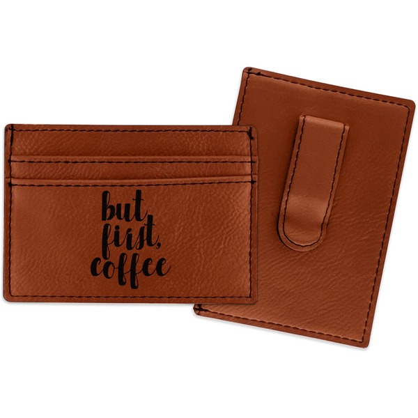 Custom Coffee Addict Leatherette Wallet with Money Clip