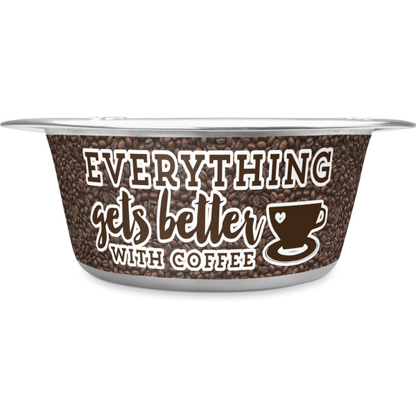 Custom Coffee Addict Stainless Steel Dog Bowl - Large