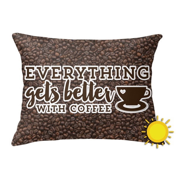 Custom Coffee Addict Outdoor Throw Pillow (Rectangular)