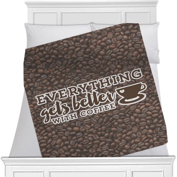 Custom Coffee Addict Minky Blanket - Toddler / Throw - 60"x50" - Single Sided