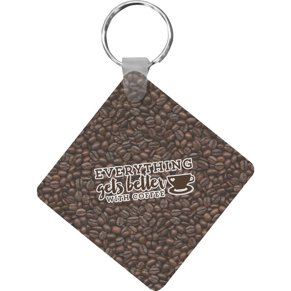 Custom Coffee Addict Diamond Plastic Keychain