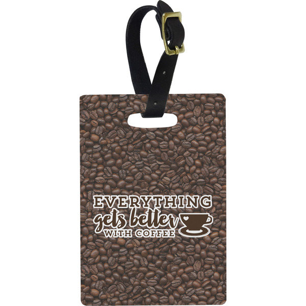 Custom Coffee Addict Plastic Luggage Tag - Rectangular