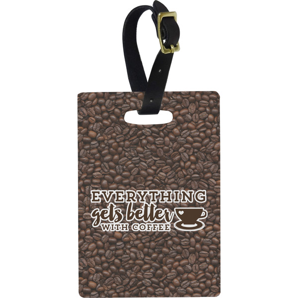 Custom Coffee Addict Plastic Luggage Tag - Rectangular