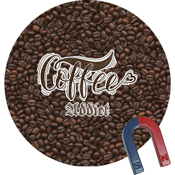 Custom Coffee Addict Round Fridge Magnet