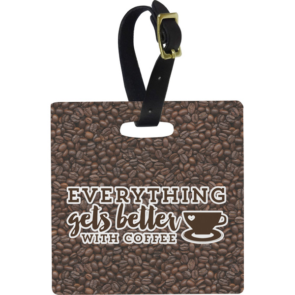 Coffee Addict 2 Personalized Square Luggage Tag