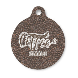 Coffee Addict Round Pet ID Tag - Small