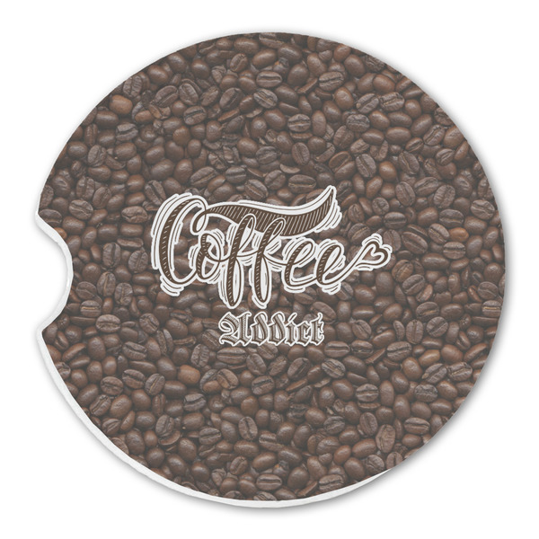 Custom Coffee Addict Sandstone Car Coaster - Single (Personalized)