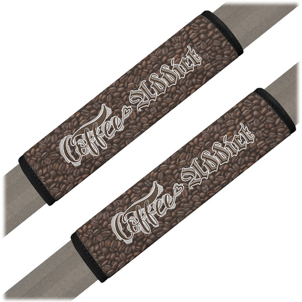 Custom Coffee Addict Seat Belt Covers (Set of 2) (Personalized)