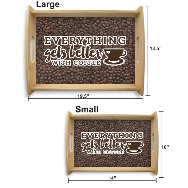 Coffee Addict 2 Serving Tray Wood Sizes