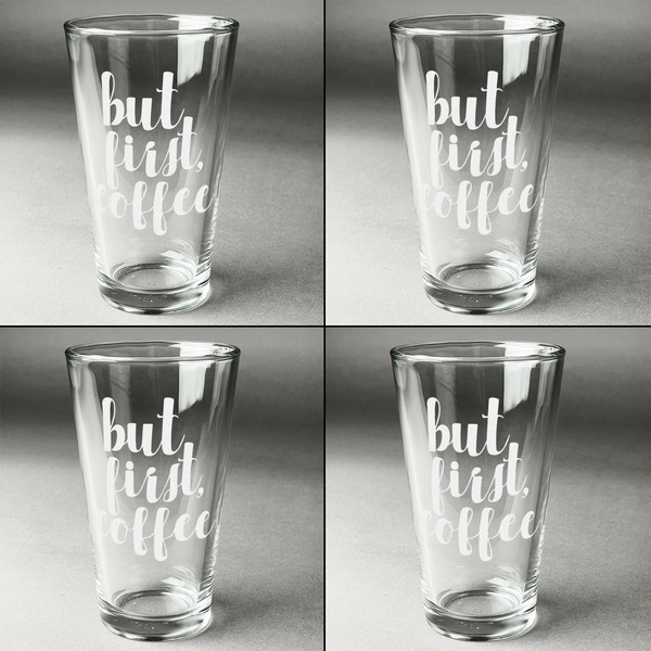 Coffee Addict Set of Four Engraved Beer Glasses - Individual View