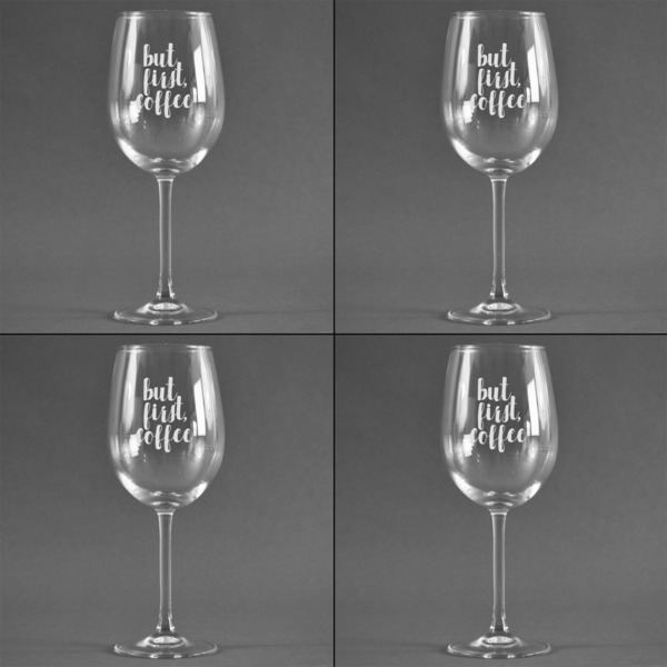 Coffee Addict 2 Set of Four Personalized Wineglasses (Approval)