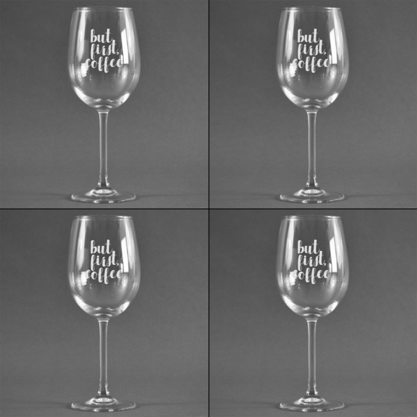 Coffee Addict 2 Set of Four Personalized Wineglasses (Approval)