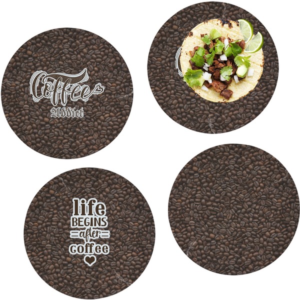Custom Coffee Addict Set of 4 Glass Lunch / Dinner Plate 10" (Personalized)