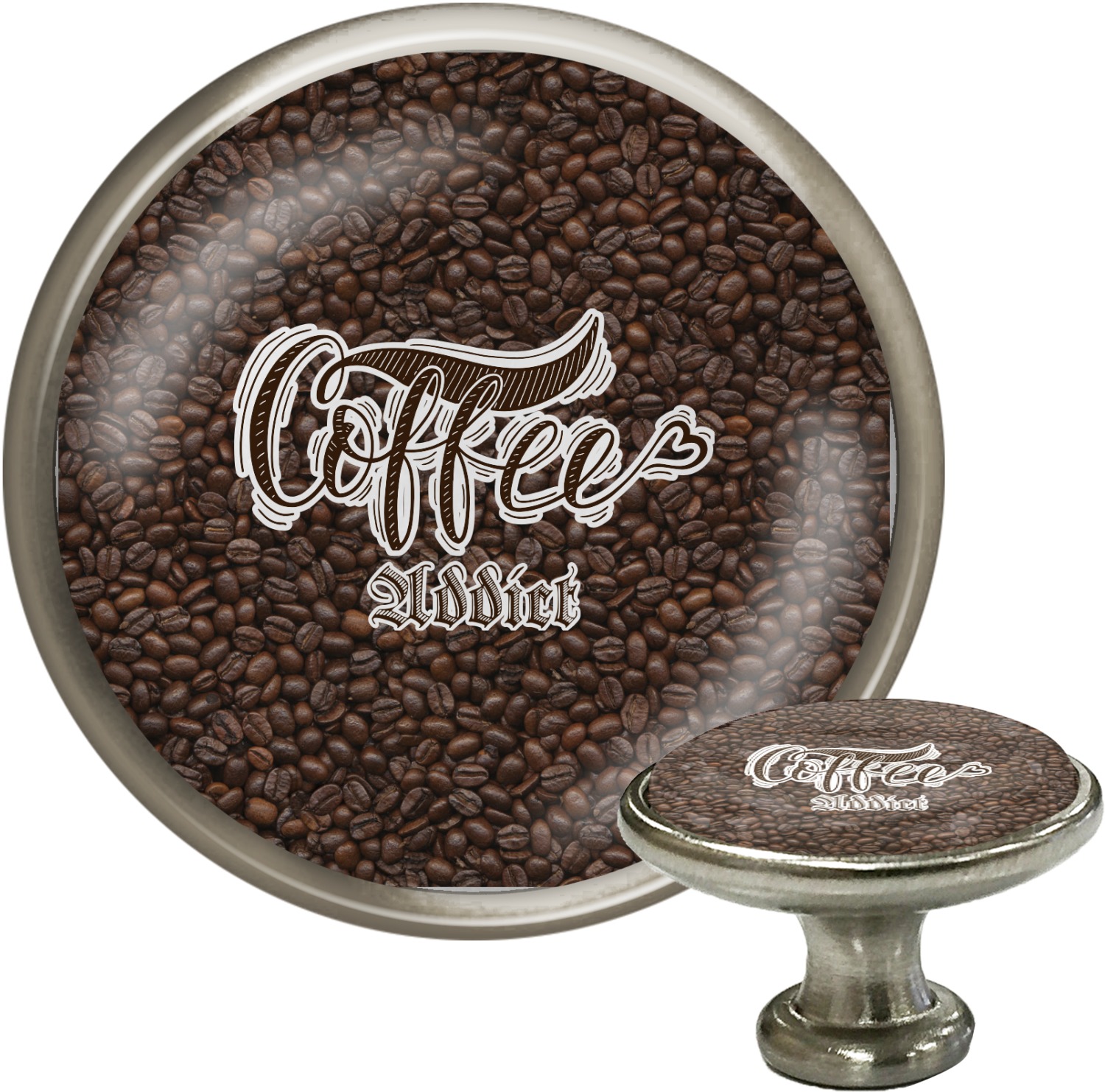Coffee Addict Knob (Silver) (Personalized) YouCustomizeIt