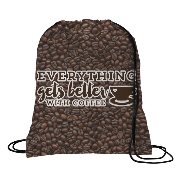 Custom Coffee Addict Drawstring Backpack - Medium
