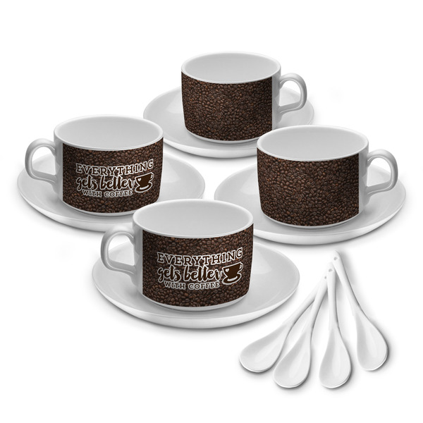 Custom Coffee Addict Tea Cup - Set of 4