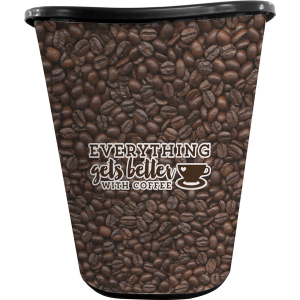 Custom Coffee Addict Waste Basket - Double Sided (Black)