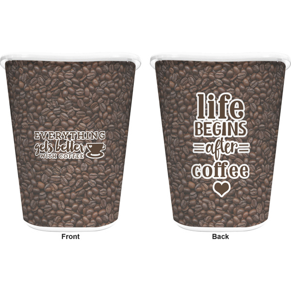 Coffee Addict 2 Trash Can White - Front and Back - Apvl