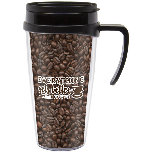 Custom Coffee Addict Acrylic Travel Mug with Handle