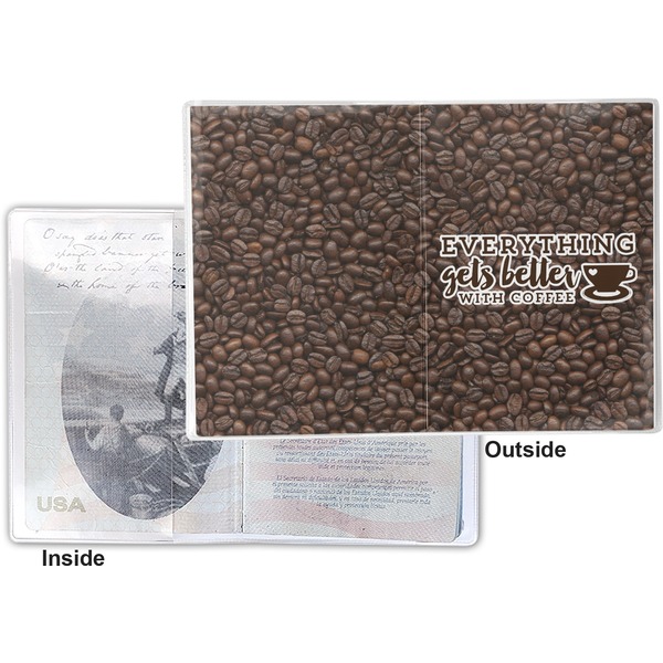 Coffee Addict 2 Vinyl Passport Holder - Flat Front and Back