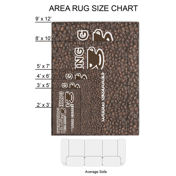 Coffee Addict 2'x3' Indoor Area Rugs - Size Chart