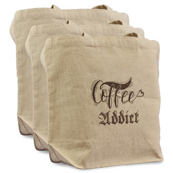 Coffee Addict Reusable Cotton Grocery Bags - Set of 3