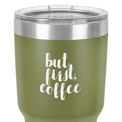 Coffee Addict 30 oz Stainless Steel Tumbler - Olive - Double-Sided