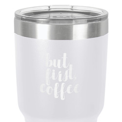 Coffee Addict 30 oz Stainless Steel Tumbler - White - Single-Sided