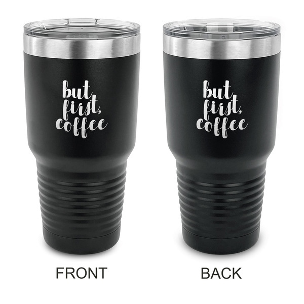 Custom Coffee Addict 30 oz Stainless Steel Tumbler - Black - Double Sided