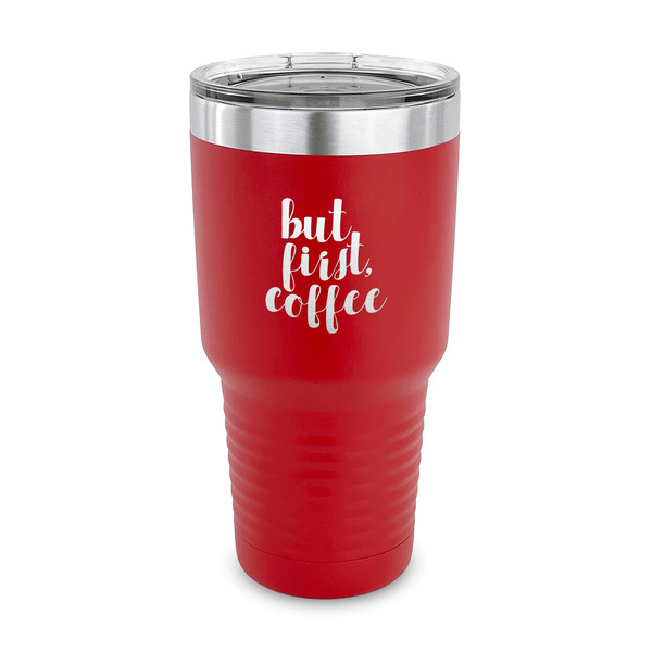 Coffee Addict 30 oz Stainless Steel Ringneck Tumblers - Red - FRONT