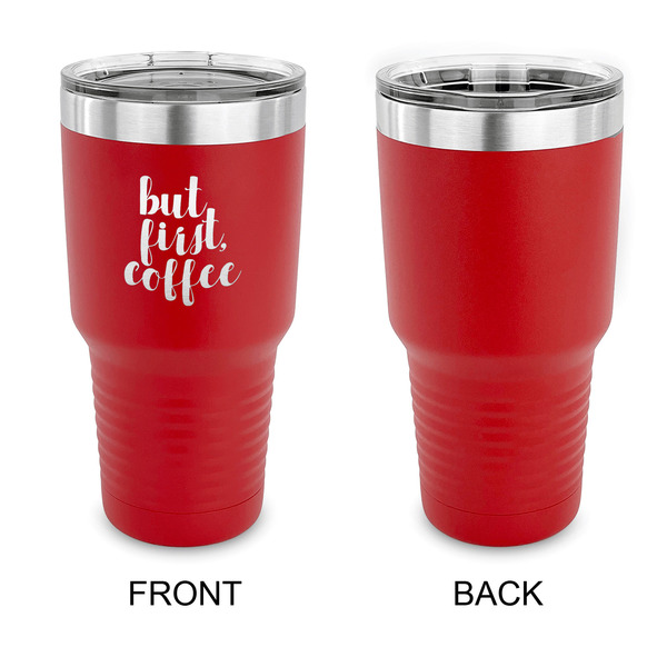 Coffee Addict 30 oz Stainless Steel Ringneck Tumblers - Red - Single Sided - APPROVAL