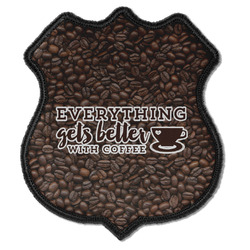 Coffee Addict Iron On Shield Patch C
