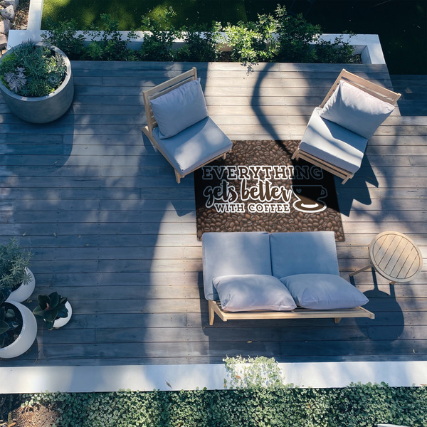 Coffee Addict 4'x6' Patio Rug - In context