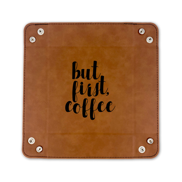 Coffee Addict 6" x 6" Leatherette Snap Up Tray - FLAT FRONT