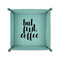 Coffee Addict 6" x 6" Teal Leatherette Snap Up Tray - FOLDED UP