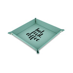 Coffee Addict 6" x 6" Teal Faux Leather Valet Tray