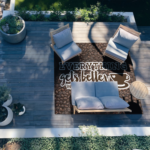 Coffee Addict 8'x10' Patio Rug - In context