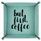 Coffee Addict 9" x 9" Teal Leatherette Snap Up Tray - FOLDED
