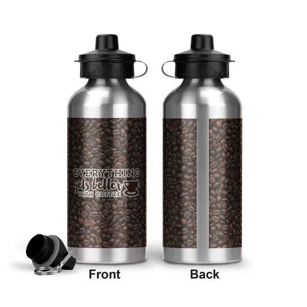 Coffee Addict Aluminum Water Bottle - Front and Back