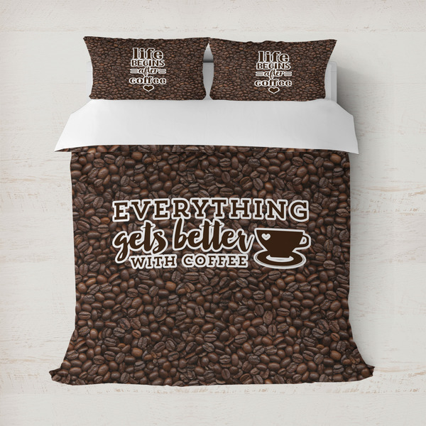 Custom Coffee Addict Duvet Cover Set - Full / Queen