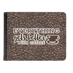 Coffee Addict Genuine Leather Men's Bi-fold Wallet (Personalized)