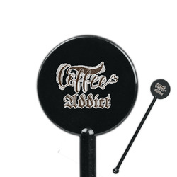 Coffee Addict 5.5" Round Plastic Stir Sticks - Black - Single Sided