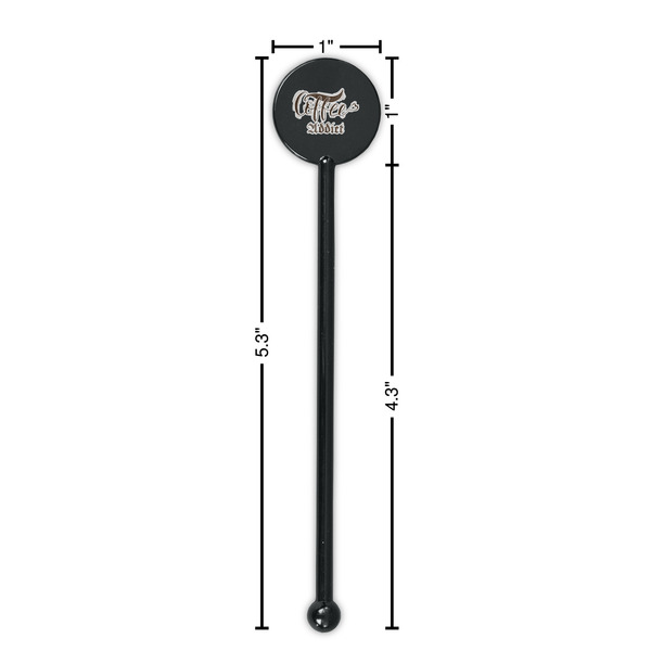 Coffee Addict Black Plastic 5.5" Stir Stick - Round - Dimensions