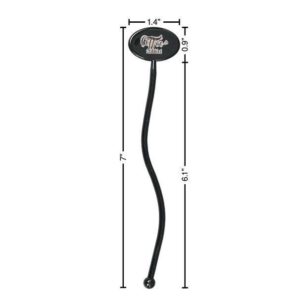 Coffee Addict Black Plastic 7" Stir Stick - Oval - Dimensions